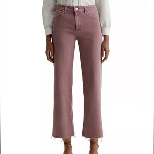 AG Saige Wide Leg Crop Jeans size 28 Women's Pink raw hem Adriano Goldshmied